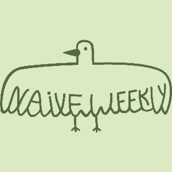 The Naive Weekly logo showing a single line drawing of dove where the wings make up 'naive weekly'
