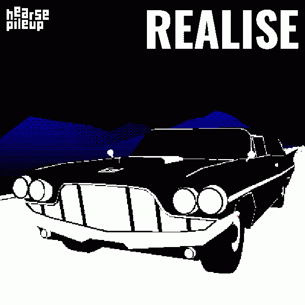 Some album art. Image reads "Hearse Pileup: Realise". The picture is a low poly 3d render of a car.