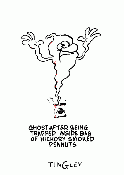 Ghost after being trapped inside bag of Hickory Smoked Peanuts