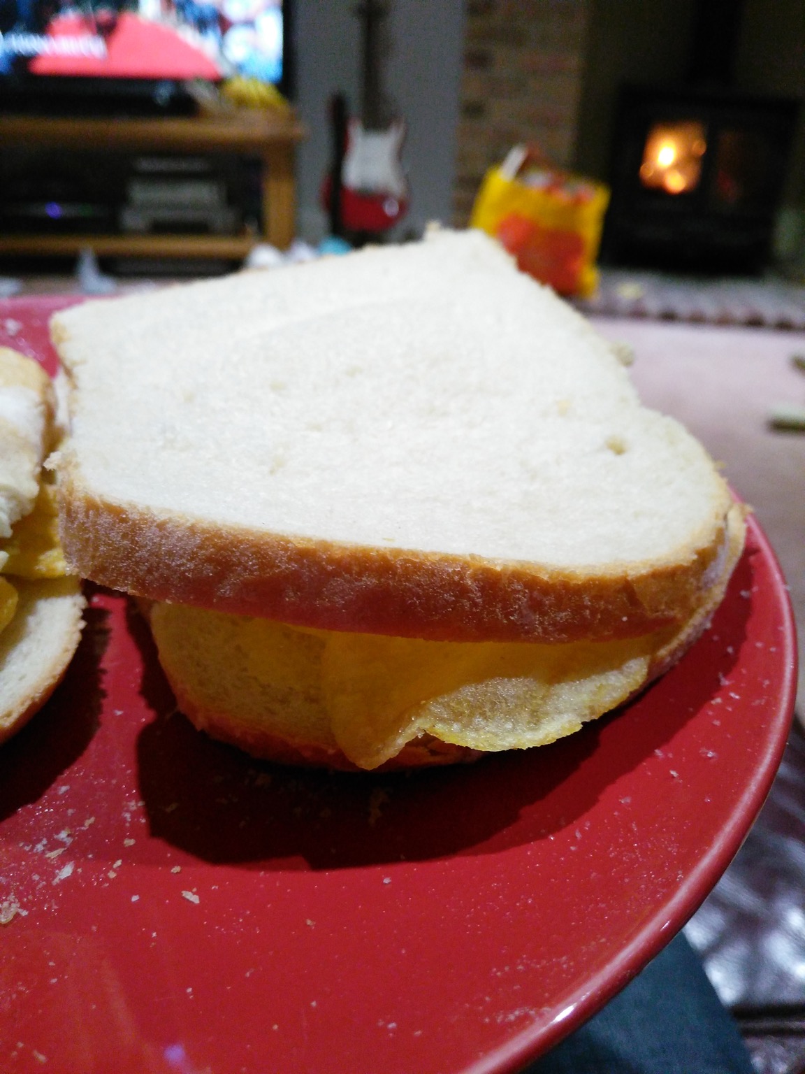Close-up of white crisp sandwich