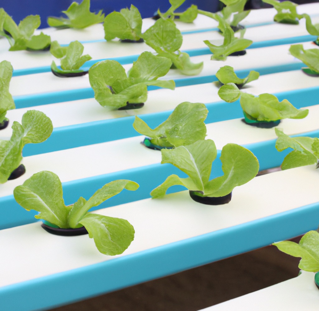 Plants growing in hydroponic system