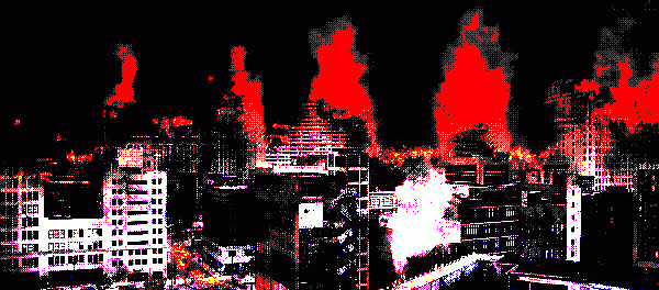The burning city