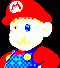 Mustache-less and hair-less Mario