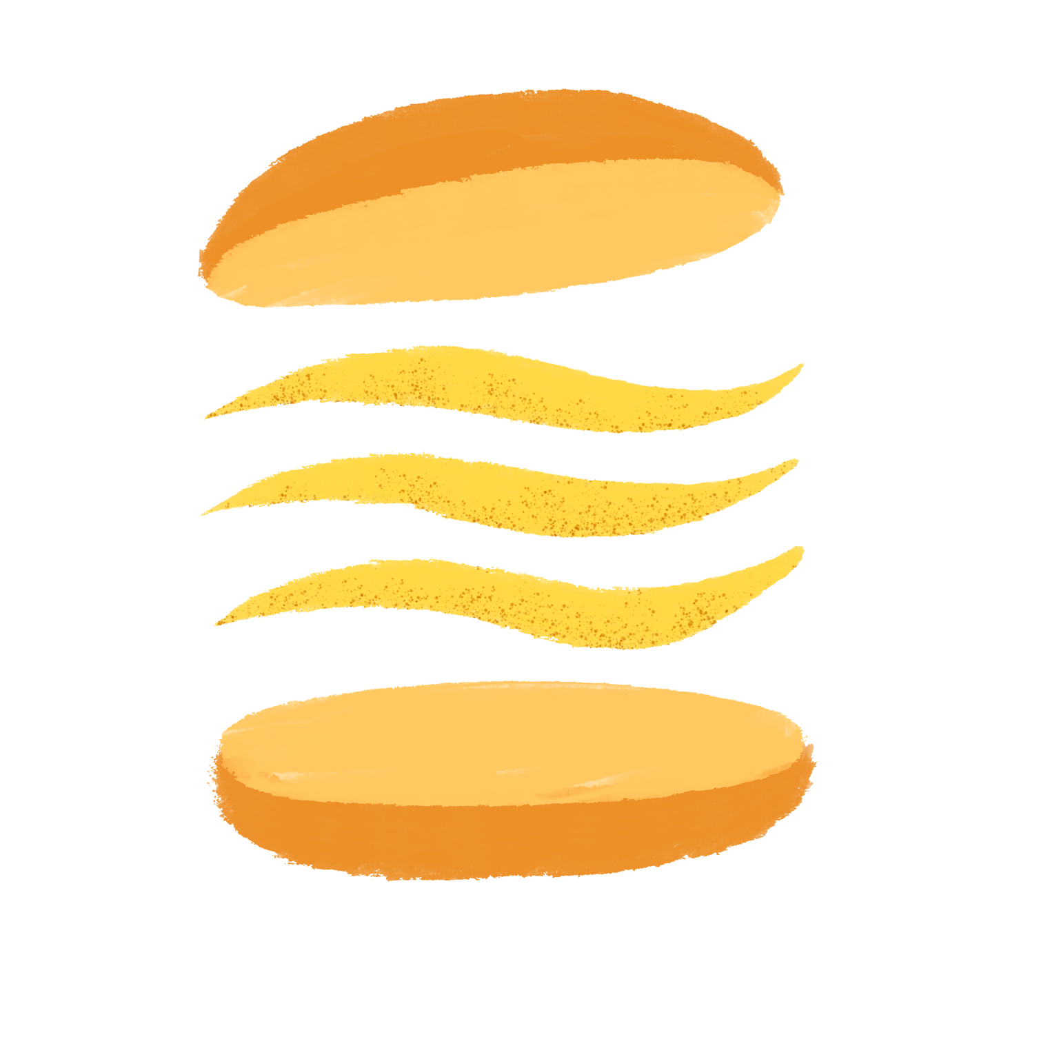 Brushstroke style bun containing three crisps/snacks