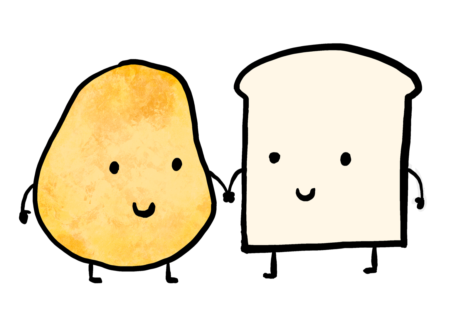A crisp and a slice of bread happily holding hands