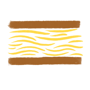 Brushstroke style side view of a brown crisp sandwich