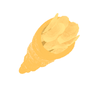 Brushstroke style cone of potato crisps