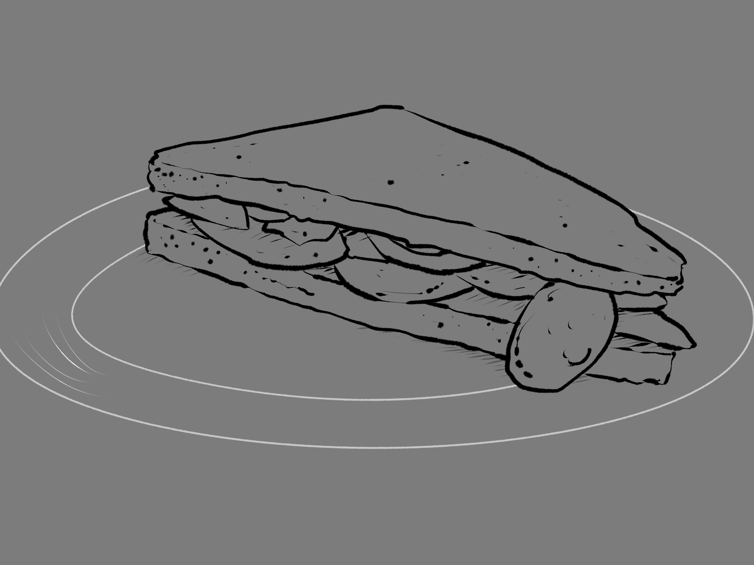 Outline drawing of a triangular crisp sandwich