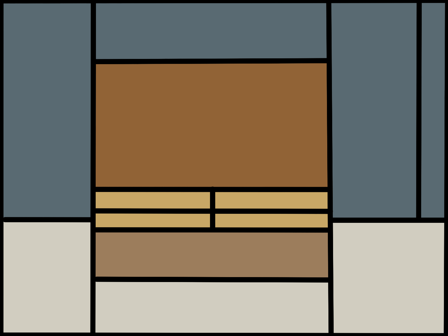 Mondrian-style artwork of a brown crisp sandwich