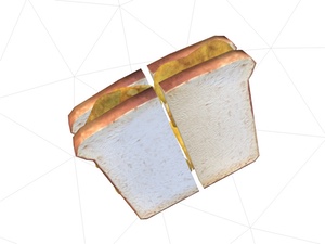 3D model of white crisp sandwich cut at right angles