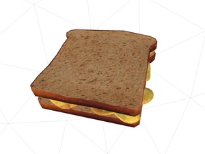 3D model of brown crisp sandwich