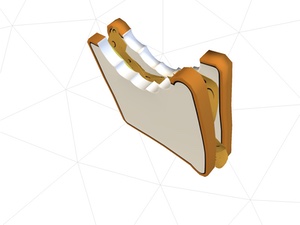 Cartoony 3D model of white crisp sandwich with bite taken