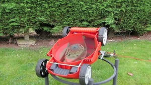 Crisp sandwich dropped onto blades of a lawnmower