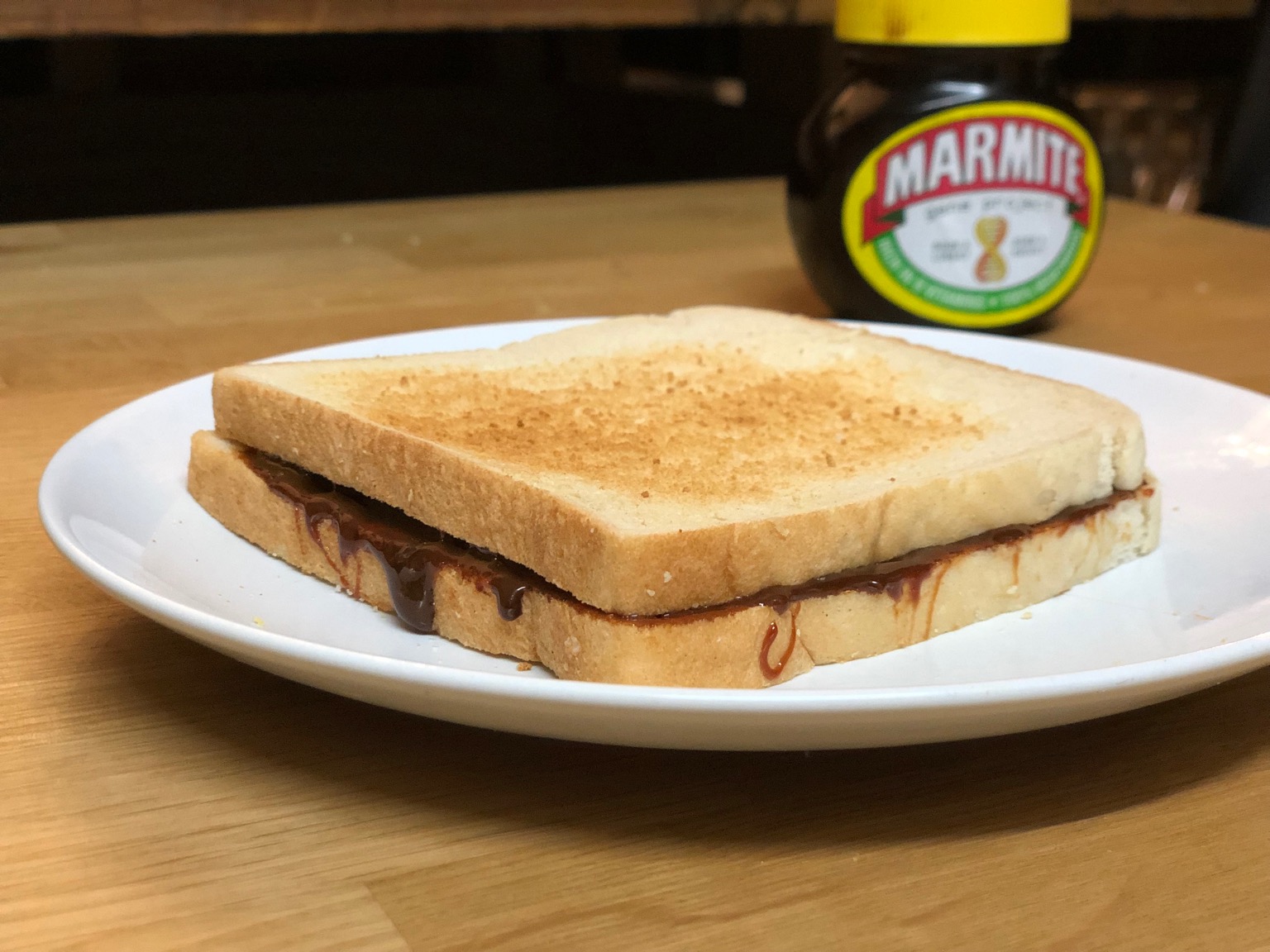 Unknown snacks with Marmite in toasted bread