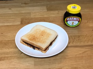 Marmite and unknown snacks in toasted bread