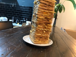 View of most of crisp sandwich using entire loaf