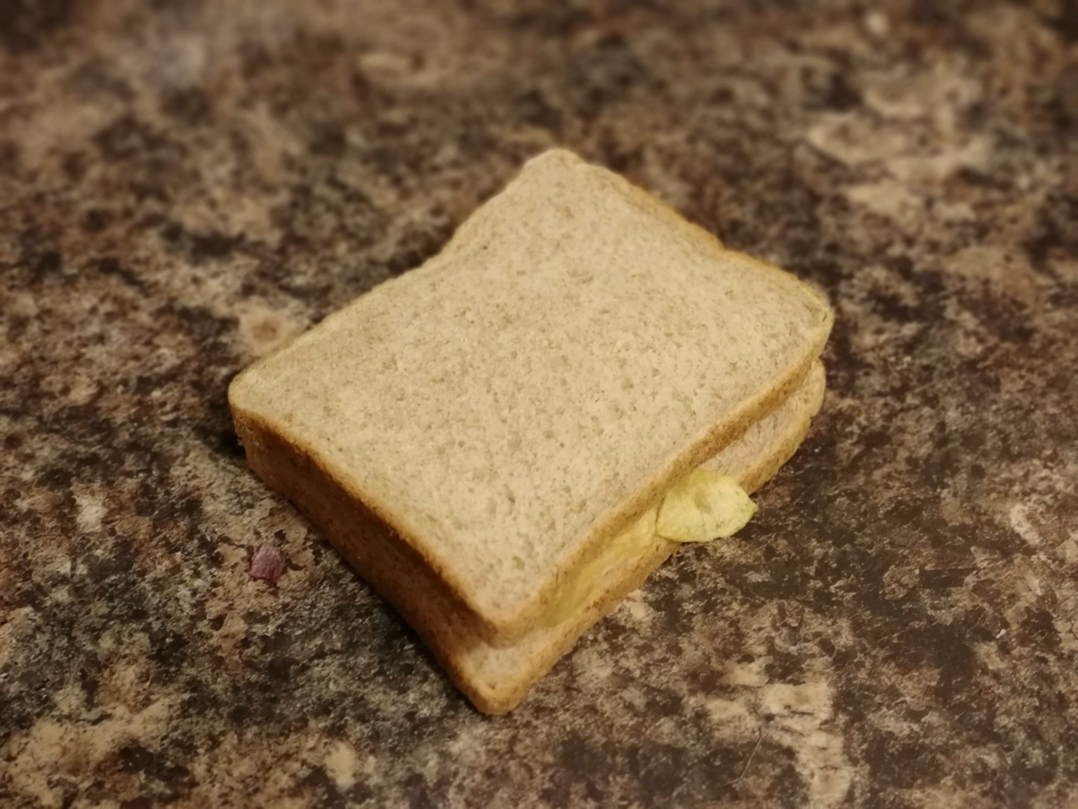Brown crisp sandwich on a granite surface