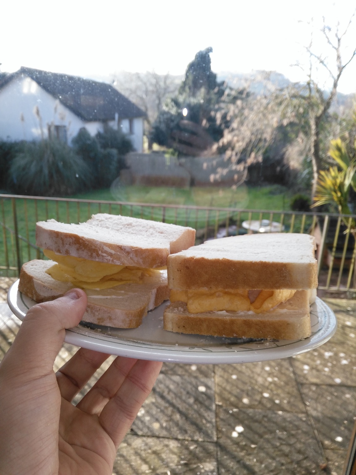 Taunting the neighbours with crisp sandwiches