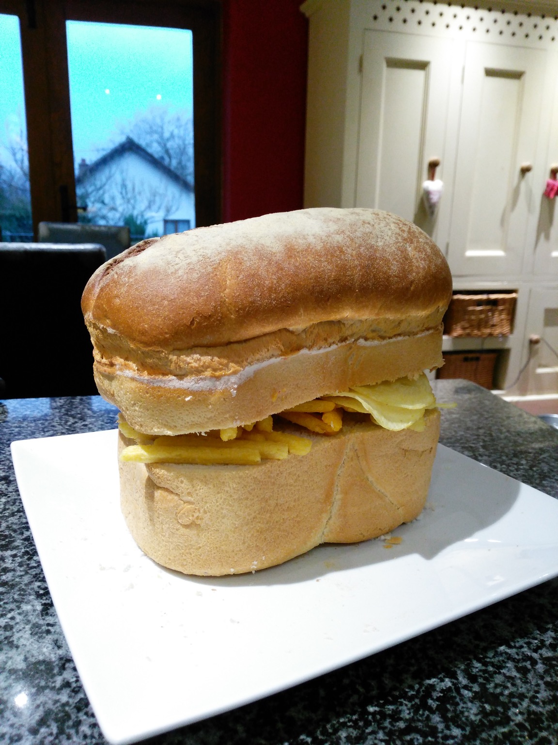 Whole loaf with Chipsticks, Frazzles and crisps