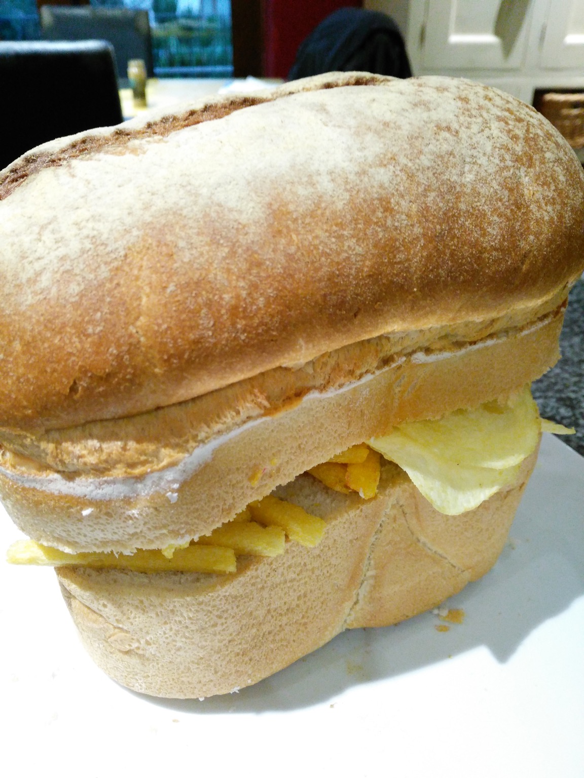 Crisps, Frazzles and Chipsticks within an entire loaf