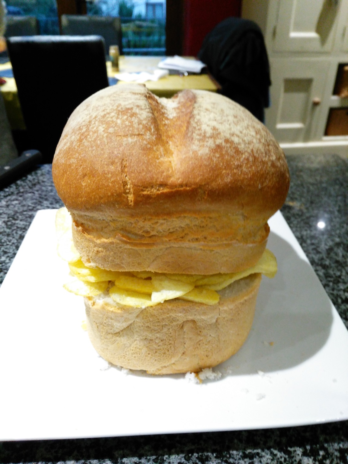End view of loaf containing crisps and Chipsticks