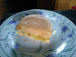 White crisp sandwich with crust on top