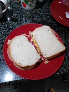 Sliced white bread containing crisps