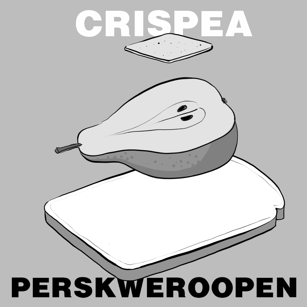 CRISPEA PERSKWEROOPEN, spoof Square Crisp’n’pear snack