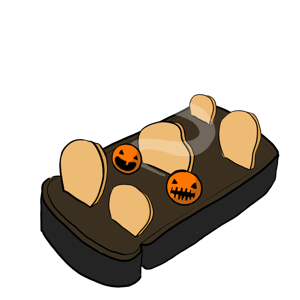 Halloween open crisp sandwich with pumpkins (full colour)