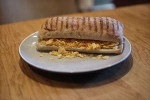 Crushed crisp panini on a plate