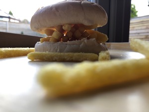 Close-up of Chipsticks around and within a roll