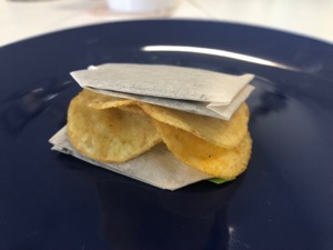 Crisps playfully sandwiched between teabags