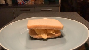 White crisp sandwich rotating