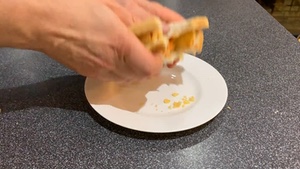 Time lapse of eating a Quavers and sauce sandwich