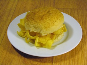 Quavers in a sesame seed bun