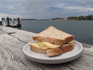 Jetty featuring a sandwich containing potato crisps