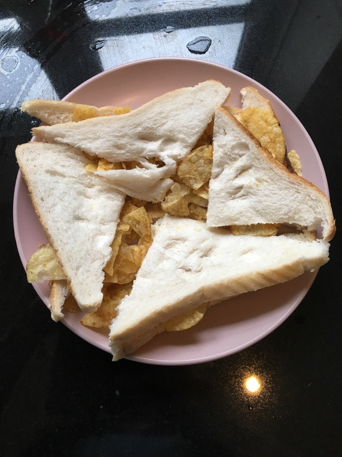 White crisp sandwich sliced into quarters