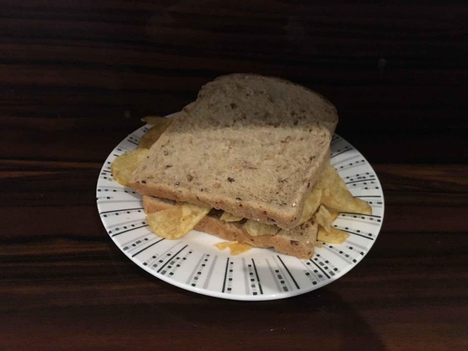 Partially-shaded brown crisp sandwich