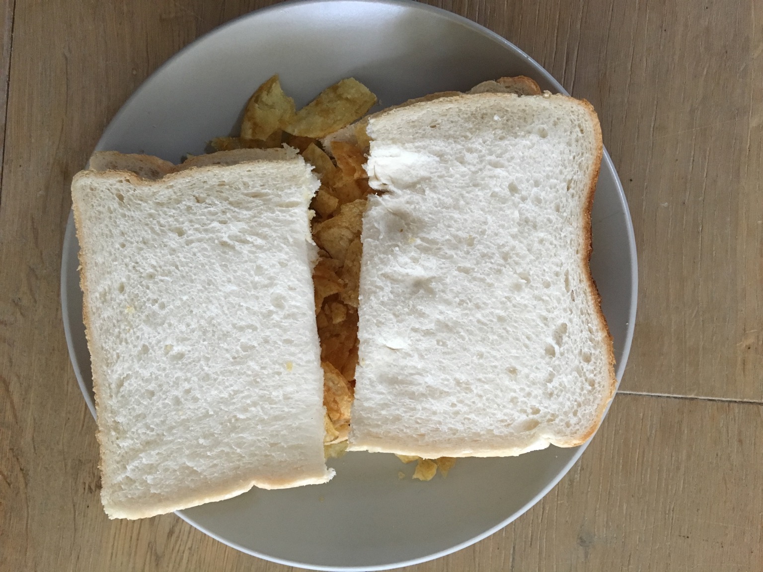 White crisp sandwich sliced in half