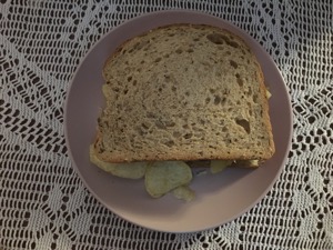 Brown crisp sandwich in partial shadow