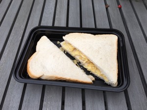 White crisp sandwich in a plastic tray