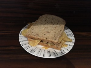 Partially-shaded brown crisp sandwich