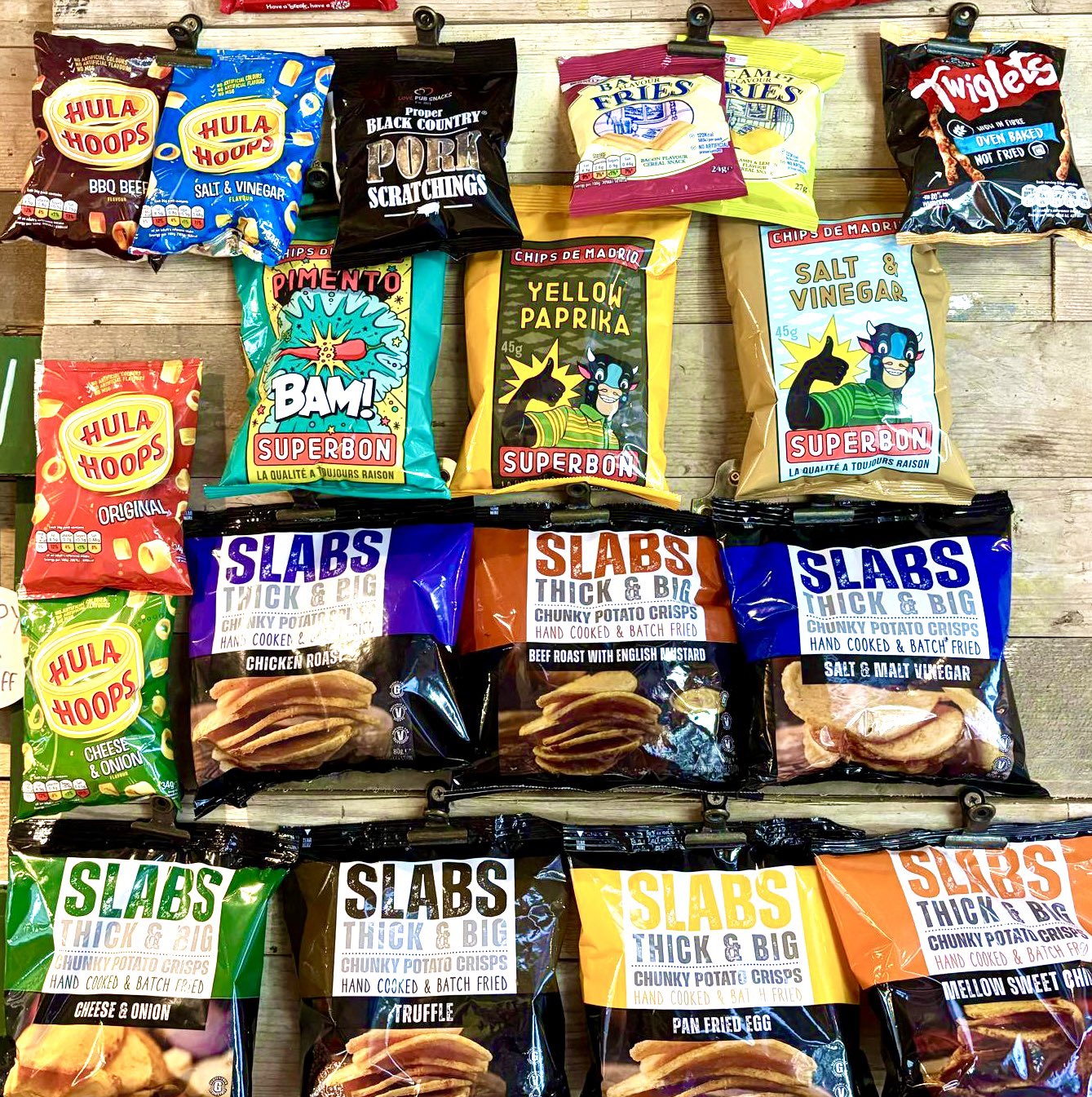 The range of crisps available