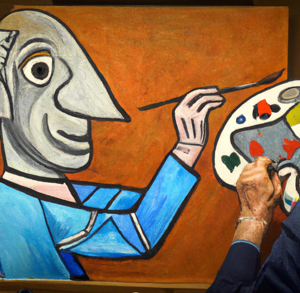 Picasso working on a painting