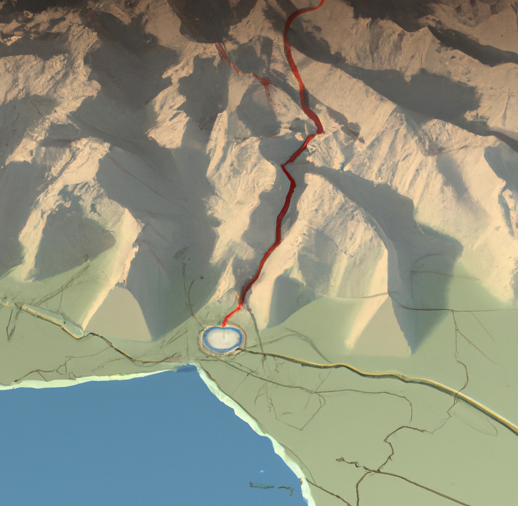 A map showing the fault line and epicenter